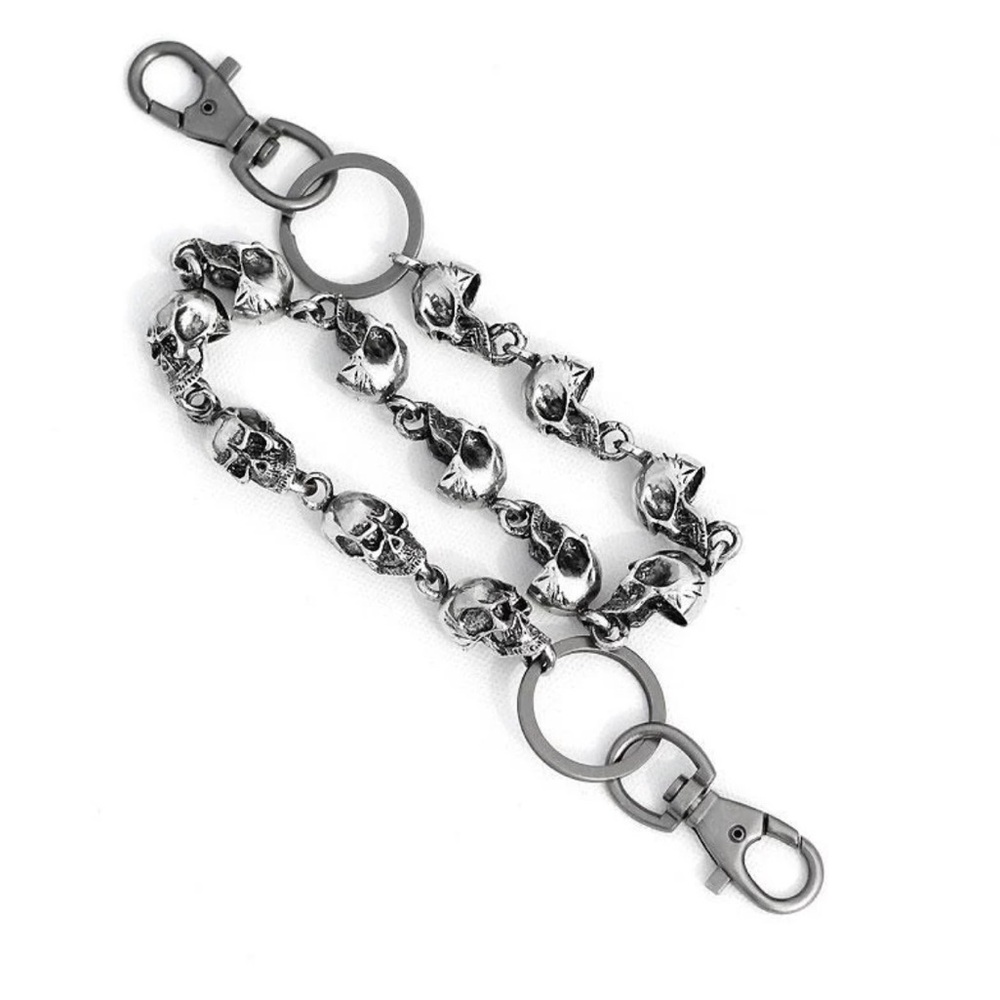 183–NWT Gothic Silver Skull Key Holder, Wallet Chain, or Jean Chains